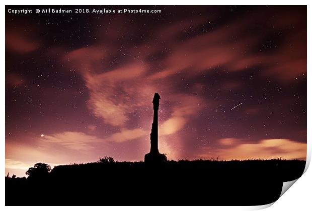 The night sky at Butleigh War Memorial  Print by Will Badman