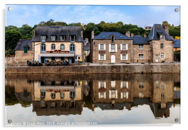 Rance River Reflections Dinan Brittany France  Acrylic by Susan Moss