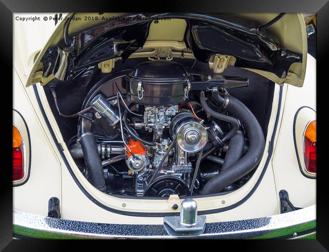 Immaculately clean engine compartment of a traditi Framed Print by Peter Jordan