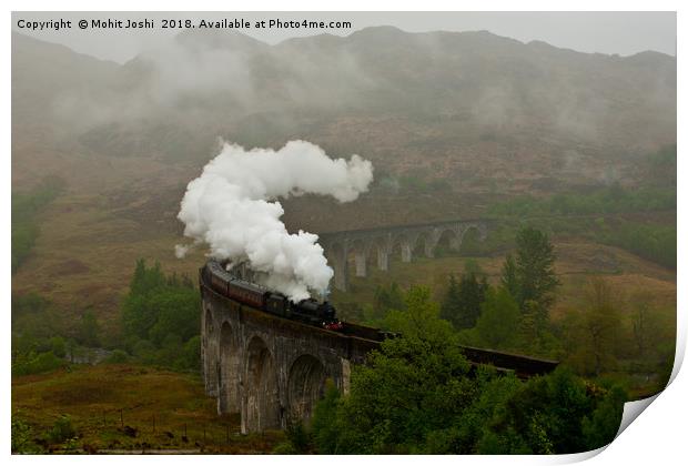 Steam Train on Glenfinnan Viaduct Print by Mohit Joshi