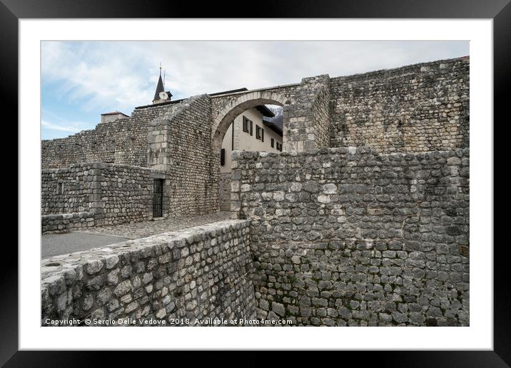The city walls in Venzone Framed Mounted Print by Sergio Delle Vedove