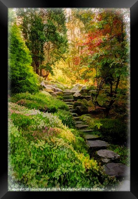 Stairway to? Who Cares? Framed Print by Colin Metcalf