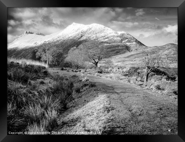 Snowy Glen Sannox Framed Print by David Brookens