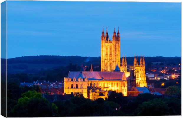 Canterbury Cathedral at dusk Canvas Print by Stewart Mckeown