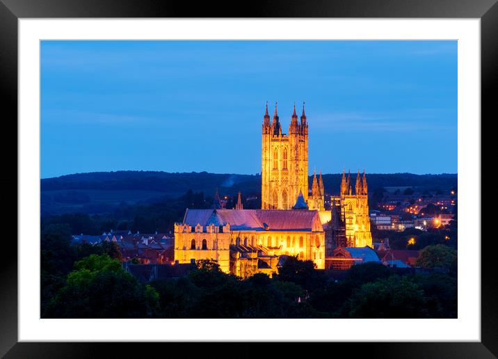 Canterbury Cathedral at dusk Framed Mounted Print by Stewart Mckeown
