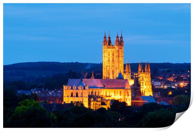 Canterbury Cathedral at dusk Print by Stewart Mckeown