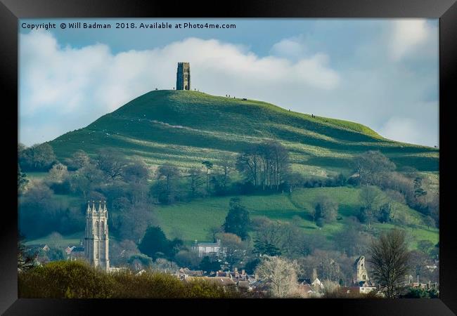 Glastonbury Tor and Glastonbury Abbey Somerset  Framed Print by Will Badman