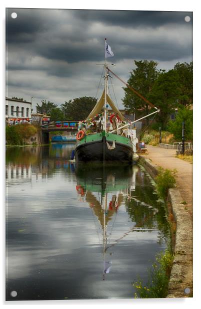 Dutch Barge River Lea Acrylic by David French