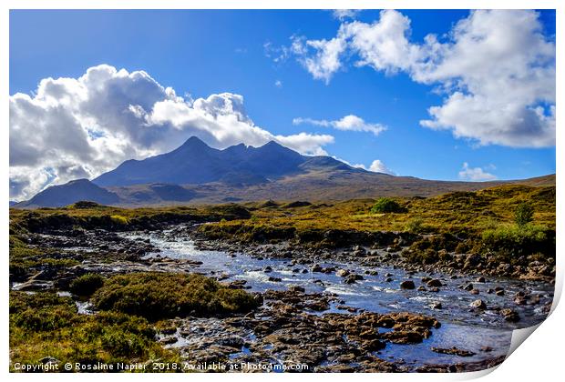 River Sligachan and Cuillins Isle of Skye Print by Rosaline Napier