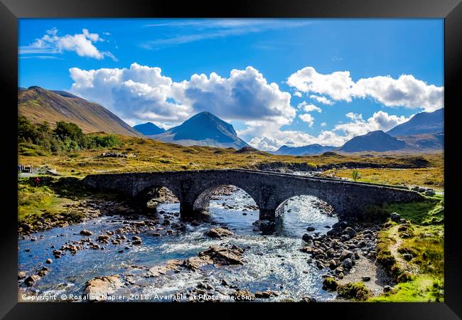 Stone bridge over River Sligachan Isle of Skye Framed Print by Rosaline Napier