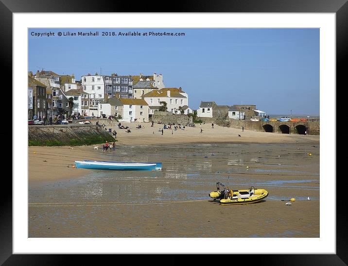 Harbour Beach St Ives.  Framed Mounted Print by Lilian Marshall