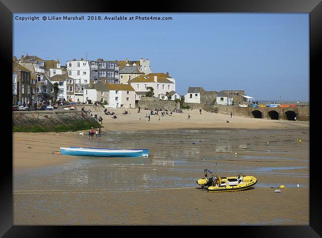 Harbour Beach St Ives.  Framed Print by Lilian Marshall