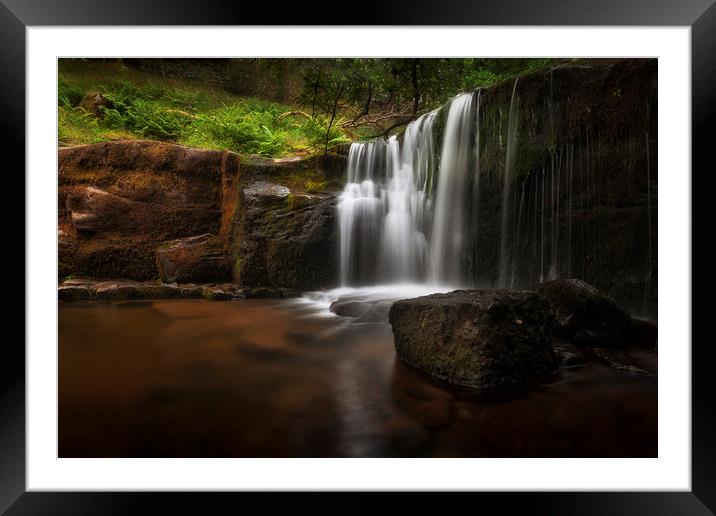 A waterfall at Blaen y Glyn. Framed Mounted Print by Leighton Collins