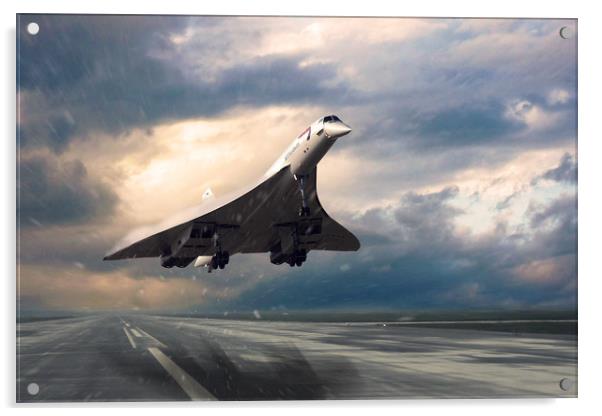 Concorde Rainy Arrival Acrylic by J Biggadike