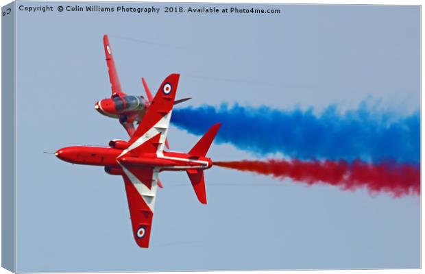 The Red Arrows Synchro Pair At Cosford 2018 Canvas Print by Colin Williams Photography
