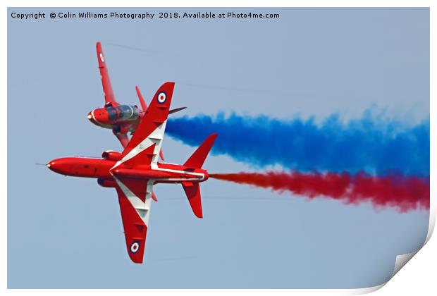The Red Arrows Synchro Pair At Cosford 2018 Print by Colin Williams Photography