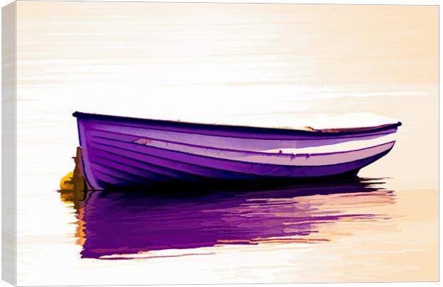 Boat, Wooden, Rowing boat, Anchored Canvas Print by Hugh McKean