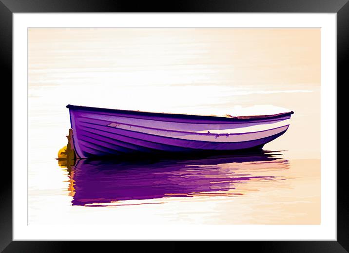 Boat, Wooden, Rowing boat, Anchored Framed Mounted Print by Hugh McKean