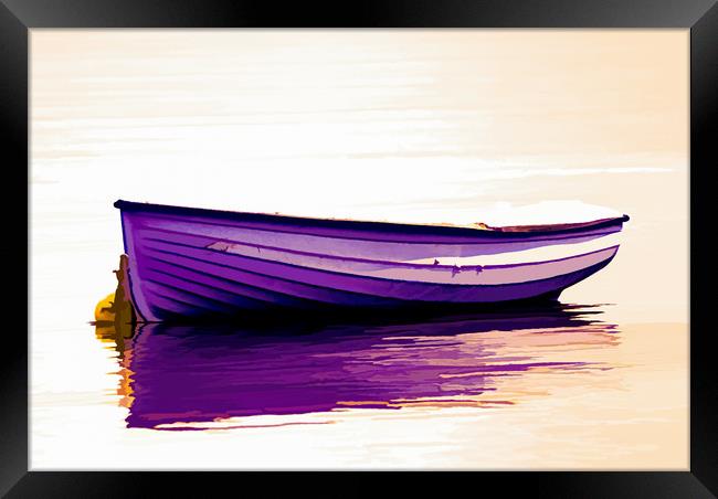 Boat, Wooden, Rowing boat, Anchored Framed Print by Hugh McKean
