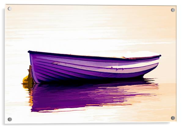 Boat, Wooden, Rowing boat, Anchored Acrylic by Hugh McKean