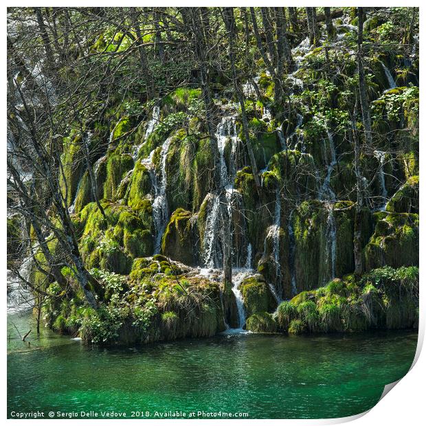 Waterfalls in spring Print by Sergio Delle Vedove