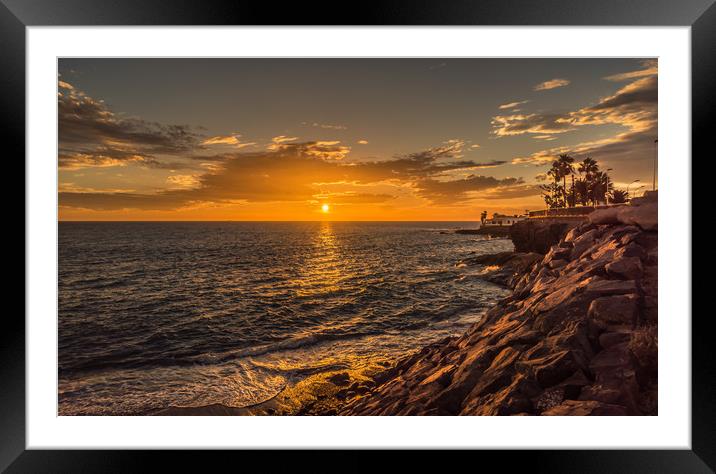 Photo's of Tenerife - La Caleta Sunset Framed Mounted Print by Naylor's Photography