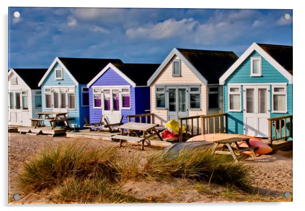 Hengistbury Head beach huts Dorset Acrylic by Andy Evans Photos