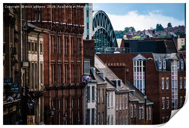 City of Newcastle street life, Tyne Bridge Print by mick gibbons