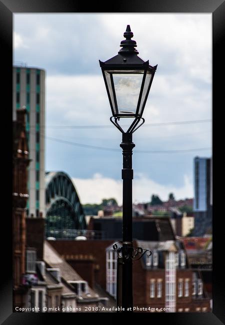 City of Newcastle street life, Tyne Bridge Framed Print by mick gibbons