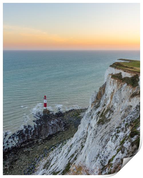 Beachy Head Lighthouse Sunset Print by Sebastien Greber