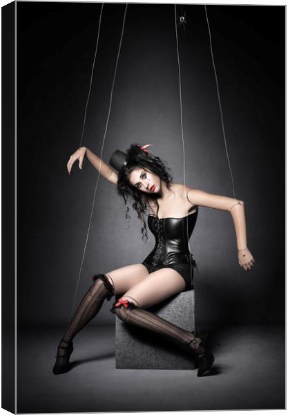 Black Widow Marionette Puppet  Canvas Print by Johan Swanepoel