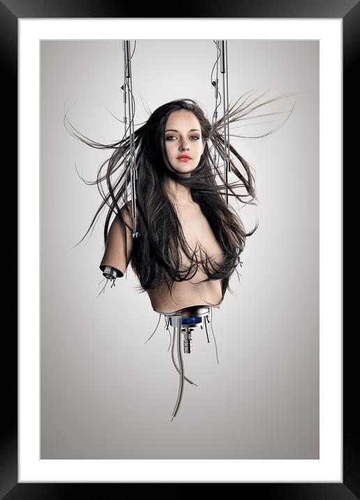 Cyborg woman Framed Mounted Print by Johan Swanepoel