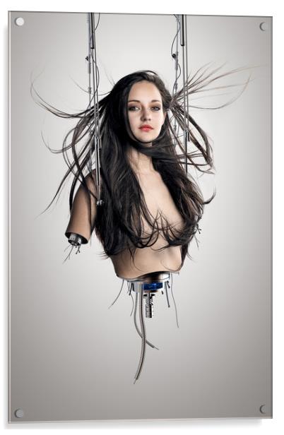 Cyborg woman Acrylic by Johan Swanepoel