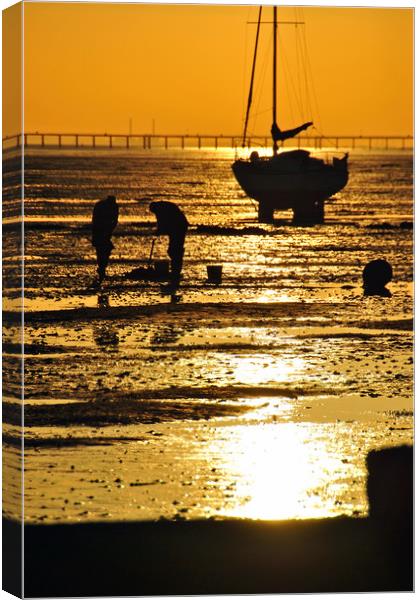 Sunset Thorpe Bay Southend on Sea Essex Canvas Print by Andy Evans Photos