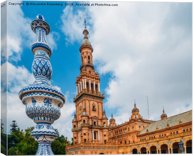 Plaza de Espana in Seville, Andalusia, Spain Canvas Print by Alexandre Rotenberg