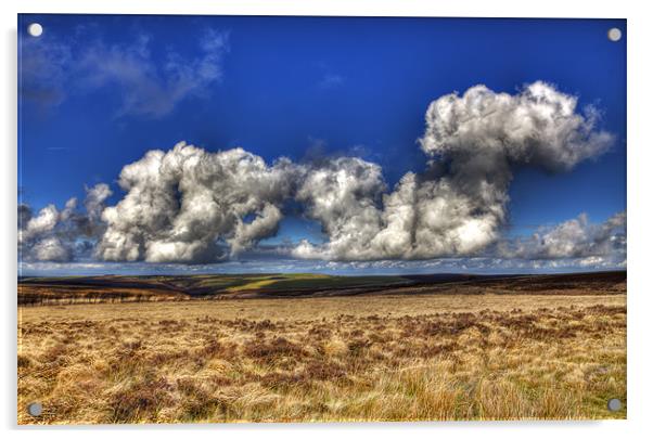 Cumulus Clouds Over Exmoor Acrylic by Mike Gorton