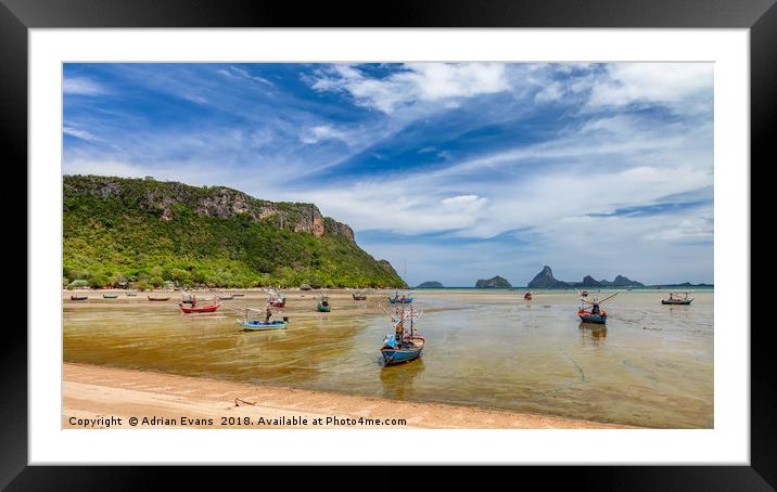 Fishing Boats Thailand Framed Mounted Print by Adrian Evans