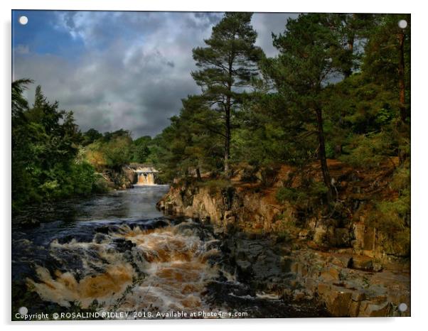 "Dramatic light at Low Force waterfalls" Acrylic by ROS RIDLEY