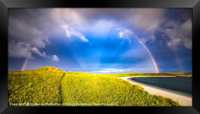 Sunshine Rainbow on Uist Framed Print by Fraser Hetherington