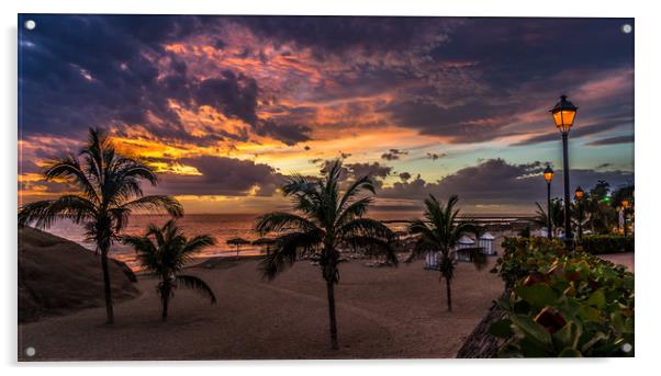 Evening sunset Costa Adeje  Acrylic by Naylor's Photography