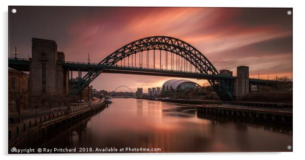 Tyne Bridge Sunrise Acrylic by Ray Pritchard