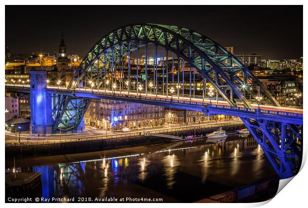 Tyne Bridge at Night Print by Ray Pritchard