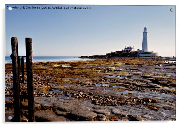 St Mary's Island and Lighthouse Acrylic by Jim Jones