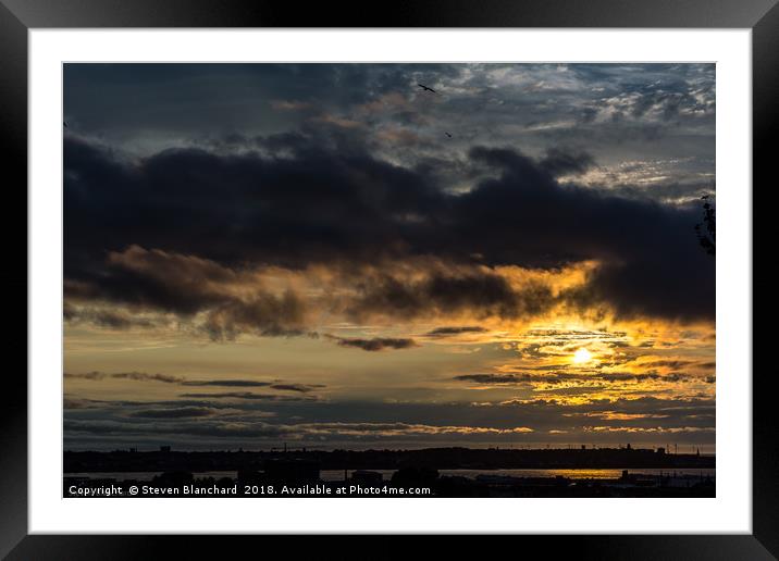 Sun lit sky Framed Mounted Print by Steven Blanchard