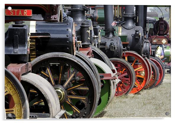 Traction engine line up Acrylic by Tony Bates