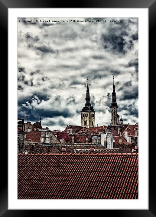 Church Towers Behind The Rooftops Framed Mounted Print by Jukka Heinovirta