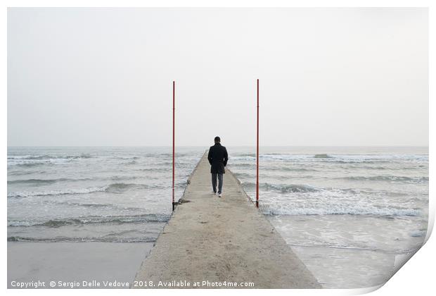 Walking on the sea Print by Sergio Delle Vedove