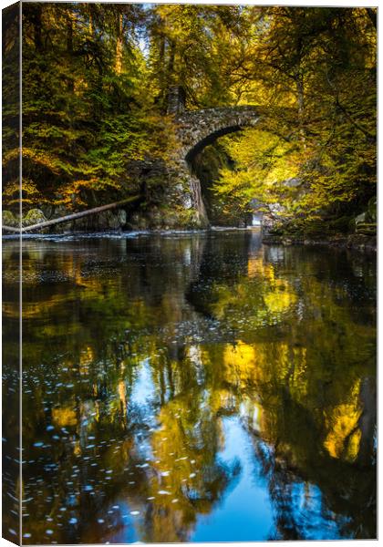 The Bridge at the Hermitage, Dunkeld Canvas Print by George Robertson