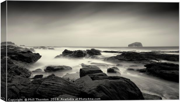 Bass Rock on a stormy day. Canvas Print by Phill Thornton