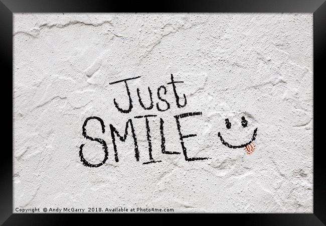 Just Smile Graffiti Framed Print by Andy McGarry